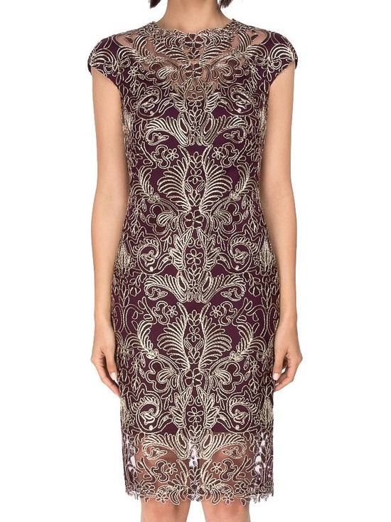Tadashi Shoji Dresses & Skirts - NWT Tadashi Shoji Abigail Dress Blackberry Gold Embroidered Lace Size 10 $408